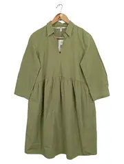 Vorschaubild 1 von Damen Blusenkleid Gr. 36/S Grün Casual Baumwolle Midikleid