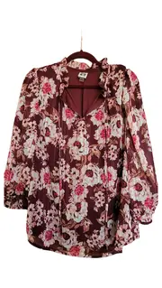Vorschaubild 1 von Damen Bluse 40/L Rot Florales Muster Feminin