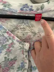 Vorschaubild 5 von EDC Damen Strickjacke Blumenmuster Gr. 36/S Casual Cropped Baumwolle