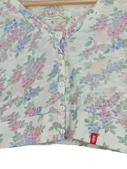 Vorschaubild 3 von EDC Damen Strickjacke Blumenmuster Gr. 36/S Casual Cropped Baumwolle