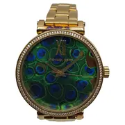 Vorschaubild 1 von MK-3946 Damenuhr Gold Pfauenmuster Strass Edelstahl