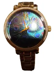 Vorschaubild 2 von MK-3946 Damenuhr Gold Pfauenmuster Strass Edelstahl