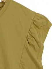 Vorschaubild 3 von Damen T-Shirt Gr. M Oliv Baumwolle Raffungen Casual