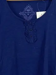 Vorschaubild 6 von EDC Damen T-Shirt Gr. 38 M Blau Casual Rüschen Kurzarm
