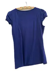 Vorschaubild 2 von EDC Damen T-Shirt Gr. 38 M Blau Casual Rüschen Kurzarm