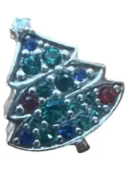 Vorschaubild 1 von Damen Charm Anhänger Weihnachtsbaum Silber Mehrfarbig Strass