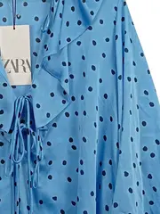 Vorschaubild 2 von Damen Bluse Punkte Rüschen Blau Gr. 36/S