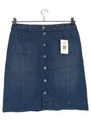 Vorschaubild 1 von Damen Jeansrock Blau Uni Midirock Knopfleiste Gr. 36 S