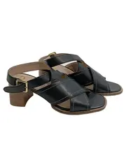 Vorschaubild 1 von Damen Sandalen Gr. 40 Schwarz Leder Blockabsatz Riemchen