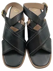 Vorschaubild 2 von Damen Sandalen Gr. 40 Schwarz Leder Blockabsatz Riemchen