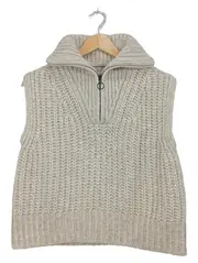 Vorschaubild 1 von Denim Pullunder Damen XS Beige Strickweste Troyer Baumwolle
