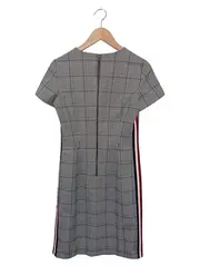 Vorschaubild 2 von Damen Etuikleid Gr. 34/XS Grau Kariert Business Elegant Kurzarm