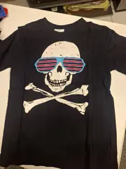 Vorschaubild 2 von Kinder T-Shirt Gr. 134 Schwarz Totenkopf Sonnenbrille Kurzarm