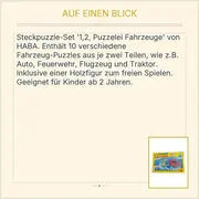 Vorschaubild 4 von Steckpuzzle 1,2, Puzzelei Fahrzeuge Holzpuzzle Kinder ab 2 Jahre
