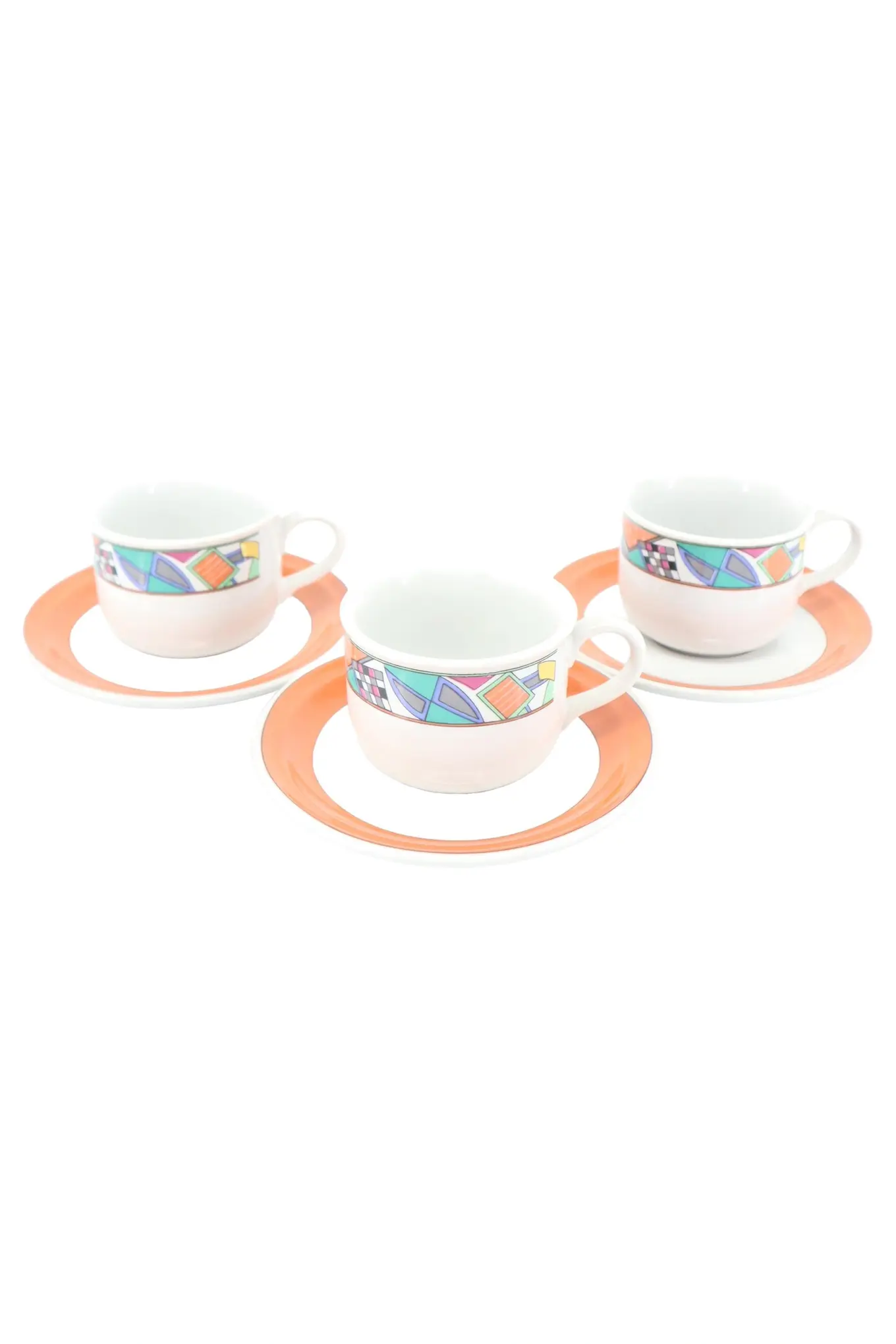 SANDRA RICH Espressotassen Set 3 Gedecke Mehrfarbig Retro Porzellan Abstrakt