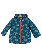 Vorschaubild 1 von Kinder Winterjacke Gr. 92 Petrol Grafik Kapuze Reißverschluss
