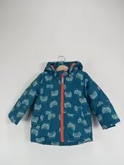 Vorschaubild 2 von Kinder Winterjacke Gr. 92 Petrol Grafik Kapuze Reißverschluss