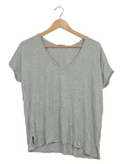 Vorschaubild 2 von Trafaluc Damen T-Shirt V-Ausschnitt Gr. S grau meliert Basic