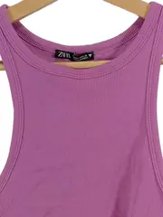 Vorschaubild 3 von Damen Crop Top Rippstrick Rosa Gr. M Tanktop Ärmellos Basic