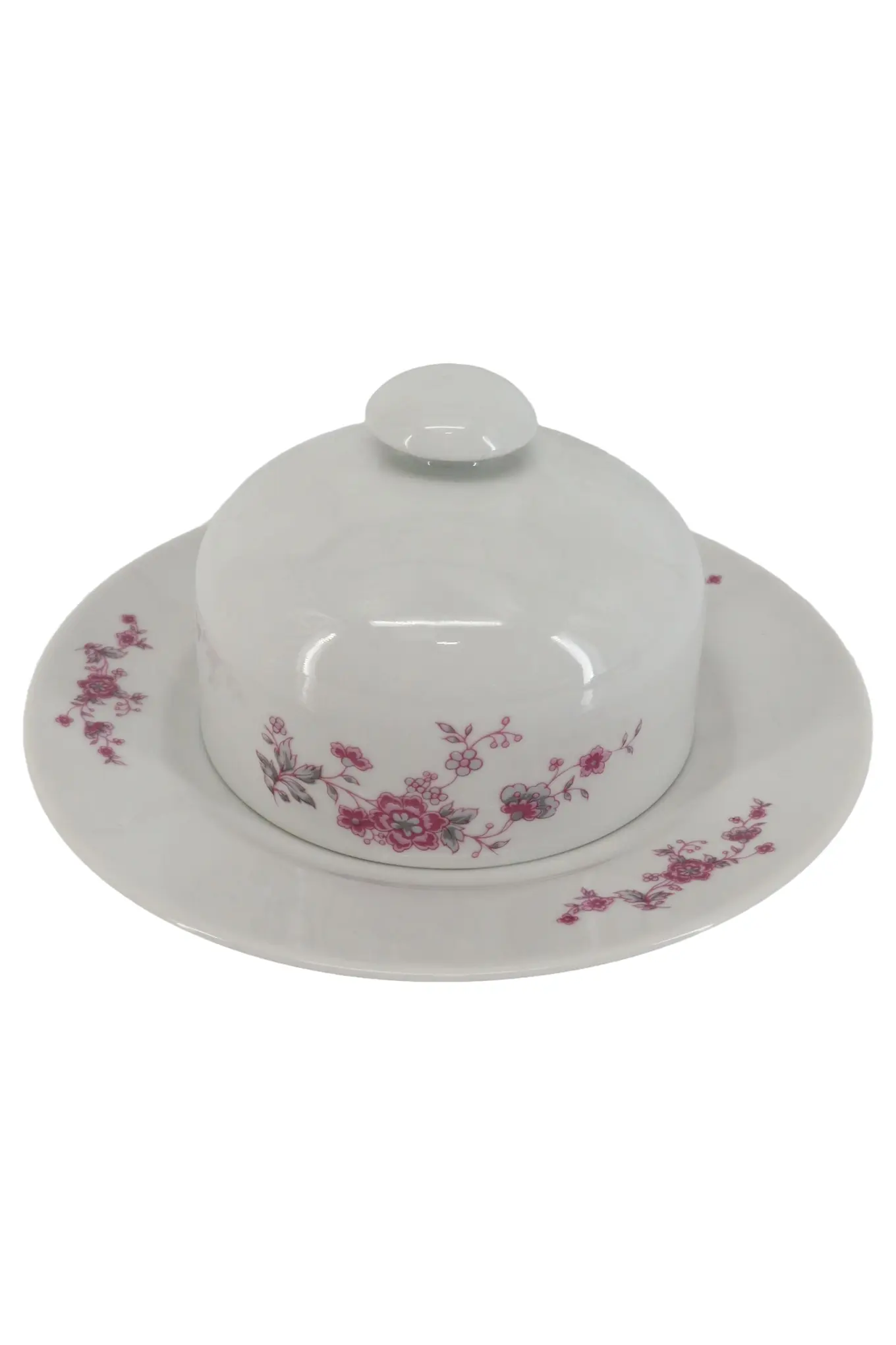 GRAF VON HENNEBERG PORZELLAN 1777 HENNEBERG GDR Butterdose Weiß Blumenmuster Klassisch Vintage Keramik