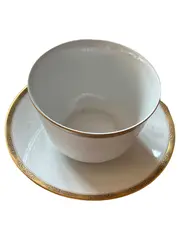 Vorschaubild 1 von Tasse Untertasse Porzellan Weiß Goldrand Elegant 2838