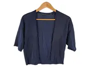 Vorschaubild 1 von Damen Strickjacke Kurzarm Blau Gr. S 36 Basic Viskose Alltag