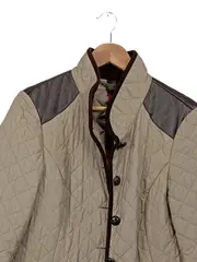 Vorschaubild 3 von Steppjacke Damen Gr. M Beige Lederbesatz Übergangsjacke