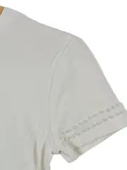 Vorschaubild 2 von Damen T-Shirt Rippstrick Perlen Kurzarm Weiß Gr. M