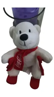 Vorschaubild 1 von Plüschtier Eisbär mit rotem Schal Kuscheltier Weiß 14 cm