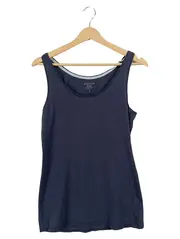 Vorschaubild 1 von EDC Damen Unterhemd Tanktop Gr. L Basic Blau Baumwolle Elasthan