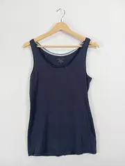 Vorschaubild 2 von EDC Damen Unterhemd Tanktop Gr. L Basic Blau Baumwolle Elasthan