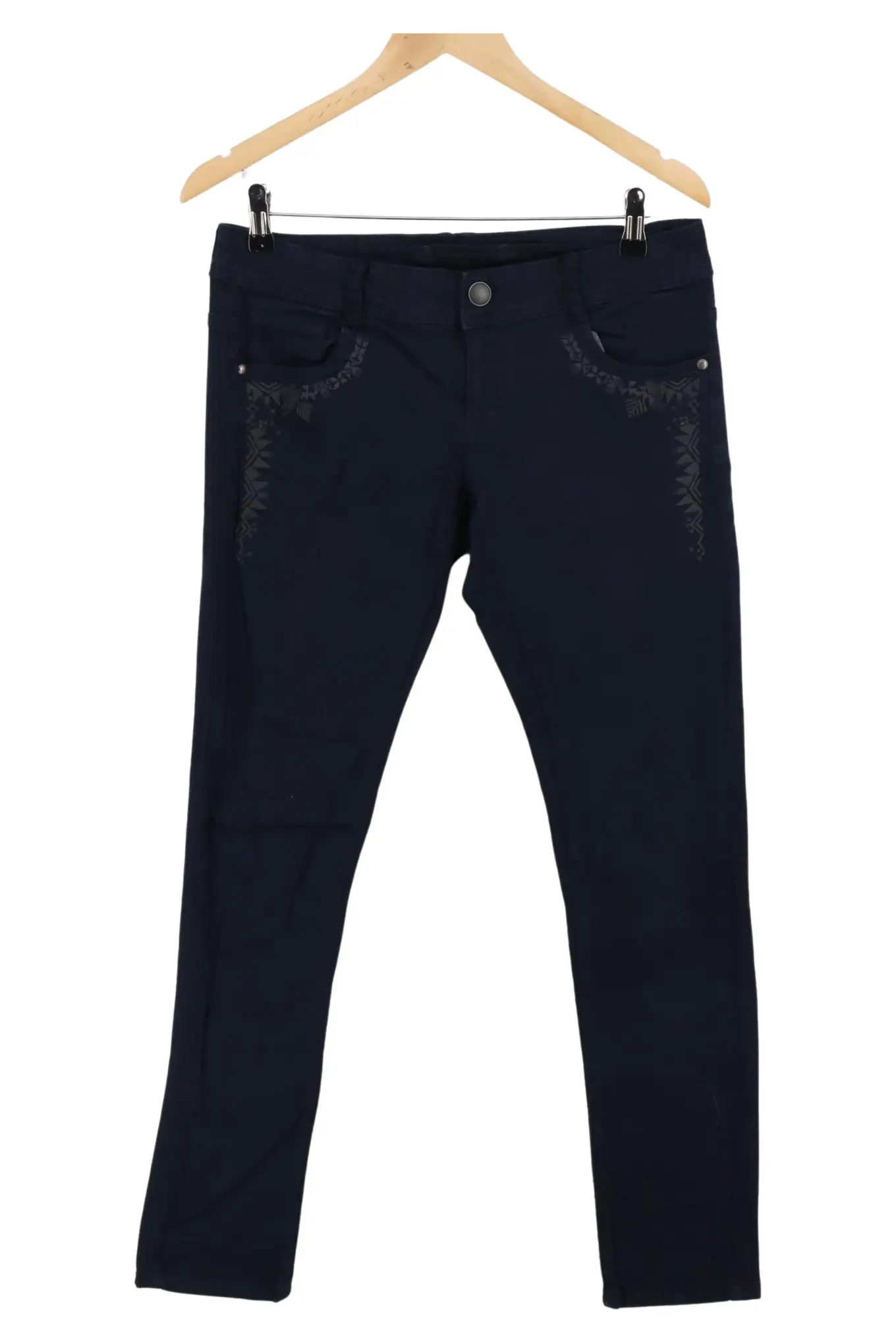 PROMOD Damen Mom Jeans Blau Gr. 38/M Casual mit Stickerei