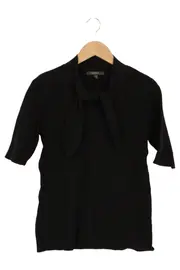 Vorschaubild 1 von Damen Pullover Gr. 44/XL Schwarz Business Casual Schleife Halbarm