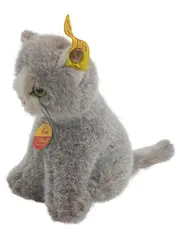 Vorschaubild 2 von Susi Katze Plüschtier grau Vintage mit Knopf im Ohr & Fahne