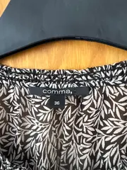 Vorschaubild 4 von Comma Damen Bluse Gr. 36 Blättermuster Schwarz Weiß 3/4-Arm