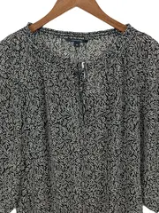 Vorschaubild 2 von Comma Damen Bluse Gr. 36 Blättermuster Schwarz Weiß 3/4-Arm