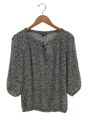 Vorschaubild 1 von Comma Damen Bluse Gr. 36 Blättermuster Schwarz Weiß 3/4-Arm
