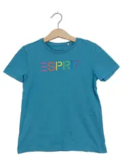 Vorschaubild 1 von Kinder T-Shirt Gr. 116/122 Türkis Logo-Print Baumwolle