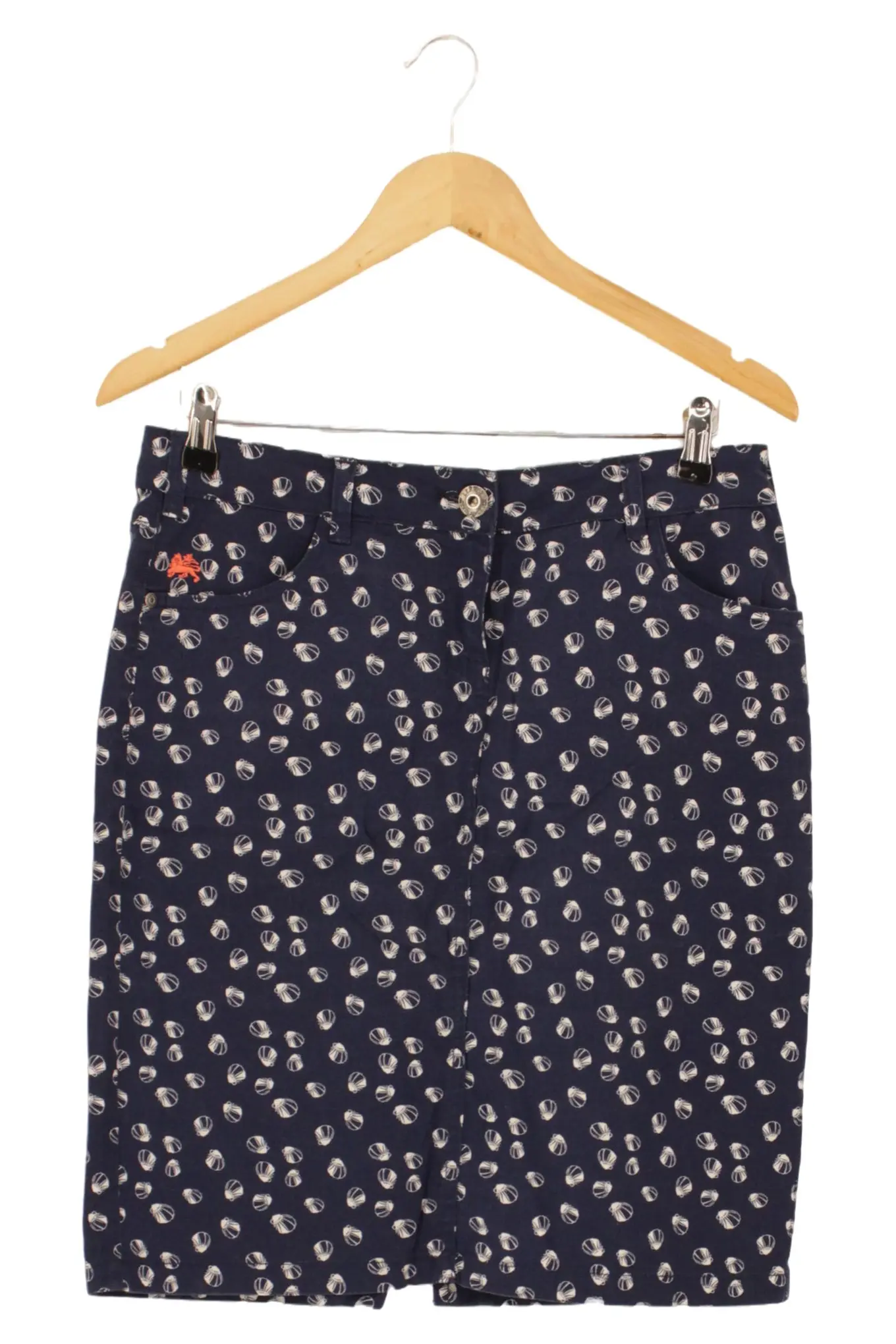 LERROS Damen Faltenrock Gr. 38/M Blau Gepunktet Midirock Casual Baumwolle