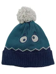 Vorschaubild 1 von Kinder Mütze Bommel Monster-Augen Petrol Blau Strick