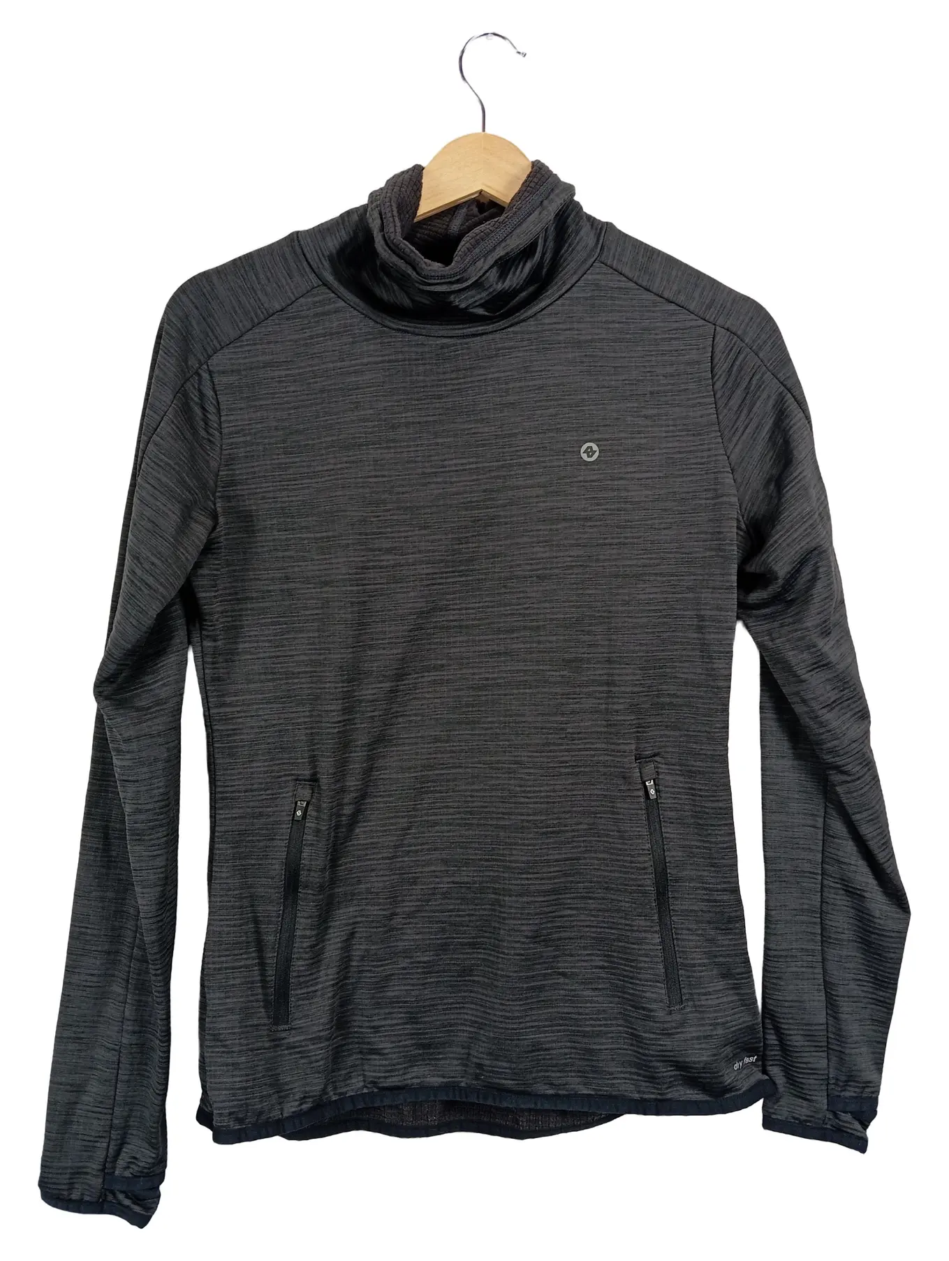 ALEX ATHLETICS Damen Langarmshirt Grau S Sportlich Kragen Polyester