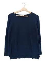 Vorschaubild 1 von Damen Pullover Langarm Strukturmuster Navy Blau Gr. L