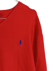 Vorschaubild 2 von Herren Pullover V-Ausschnitt Rot Pima Cotton Gr. XL