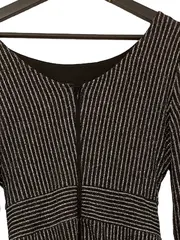 Vorschaubild 4 von festliches Kleid gestreift Langarm Metallic-Look Schwarz XL