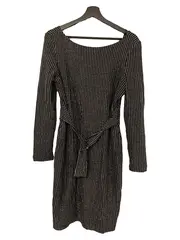 Vorschaubild 1 von festliches Kleid gestreift Langarm Metallic-Look Schwarz XL