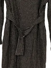 Vorschaubild 3 von festliches Kleid gestreift Langarm Metallic-Look Schwarz XL