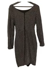 Vorschaubild 2 von festliches Kleid gestreift Langarm Metallic-Look Schwarz XL