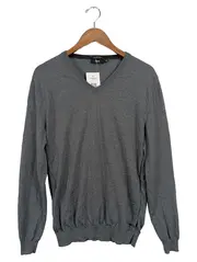 Vorschaubild 1 von Pullover Herren Merino Wolle V-Ausschnitt Grau Gr. 52 XL