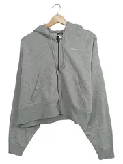 Vorschaubild 1 von Damen Kapuzenpullover Hoodie Cropped Grau Gr. 36/S Reißverschluss