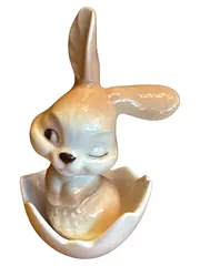 Vorschaubild 1 von Osterhase im Ei Dekofigur Keramik Beige 8,5cm Festlich Traditionell